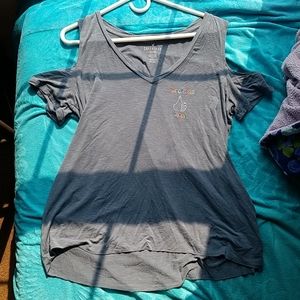 AEO Soft & Sexy Slub Cold Shoulders Shirt, Sz L